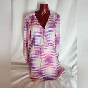 Parker 100% SILK Color Burst Mini Dress Or Tunic Top Sz Sm